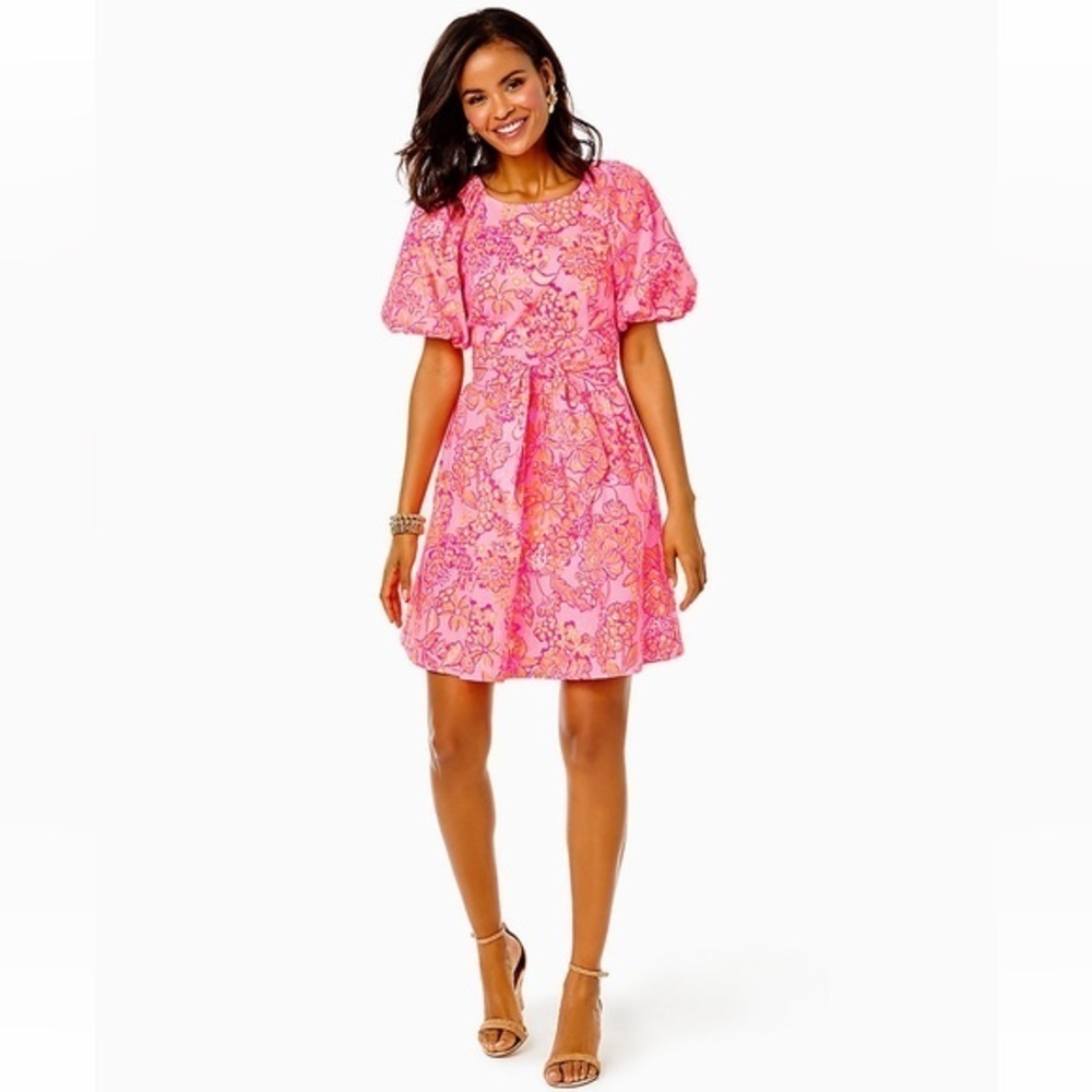 NWT lilly pulitzer knoxlie elbow sleeve mandevilla baby days bloom dress size 6 - Picture 2 of 10